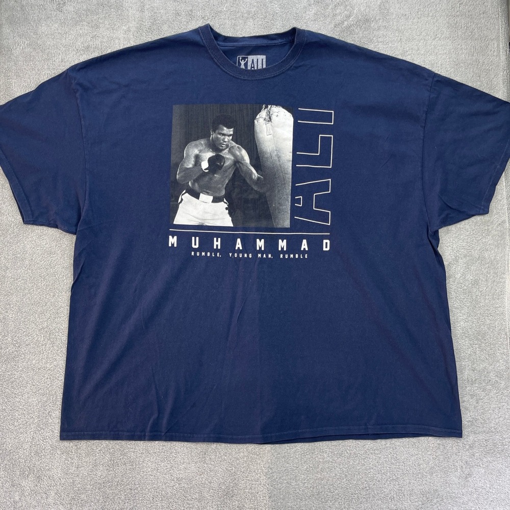 Muhammad Ali T-Shirt Men 5XL Navy Blue Rumble Young Man Rumble Graphic Print Tee